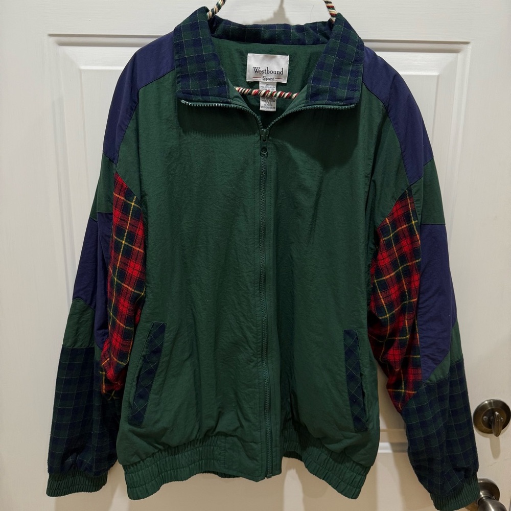 Vintage Men’s Westbound Sport Windbreaker Jacket Medium Lined Plaid Patchwork